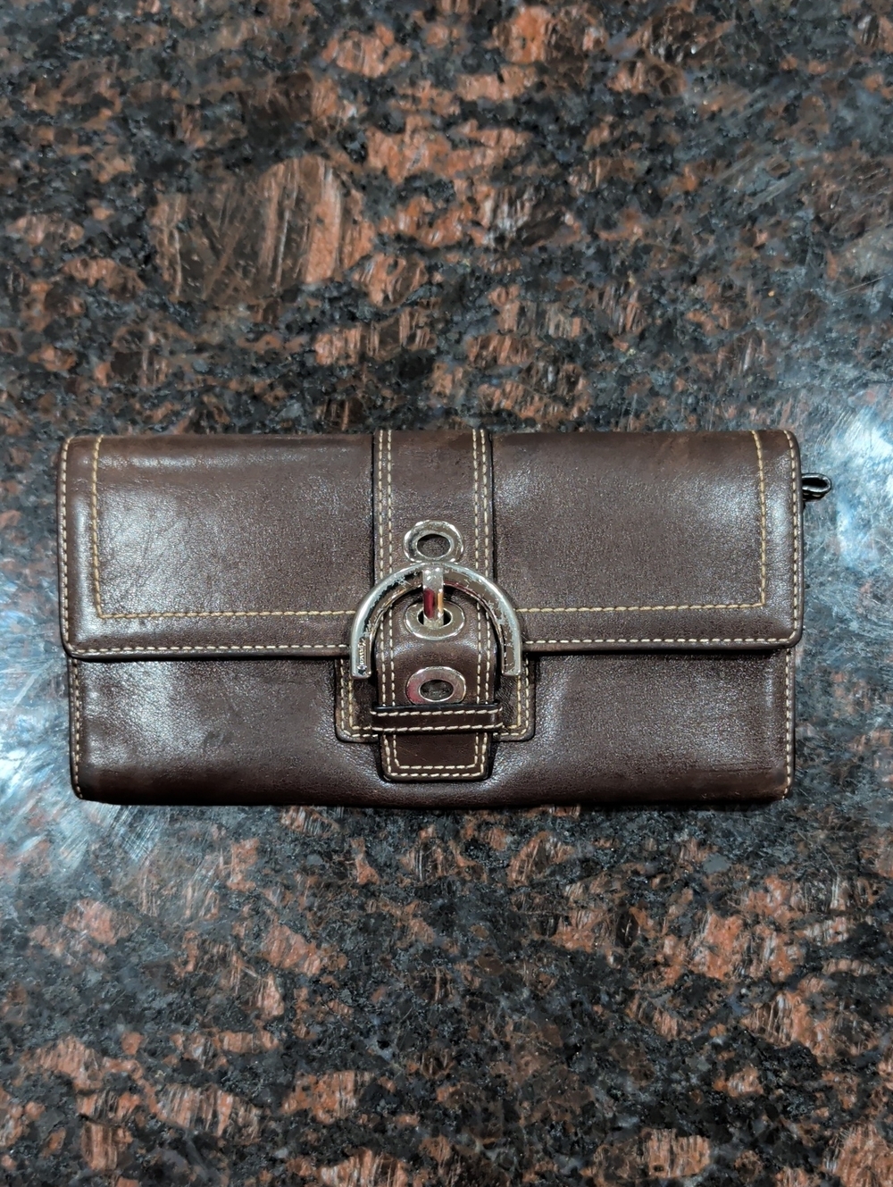 Classic Brown Soho Wallet with Silver Buckle